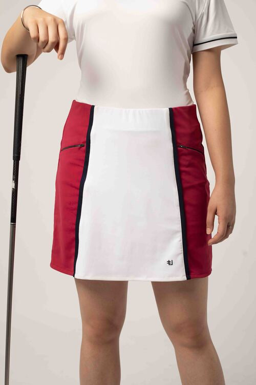 Maroon Color Block Skort