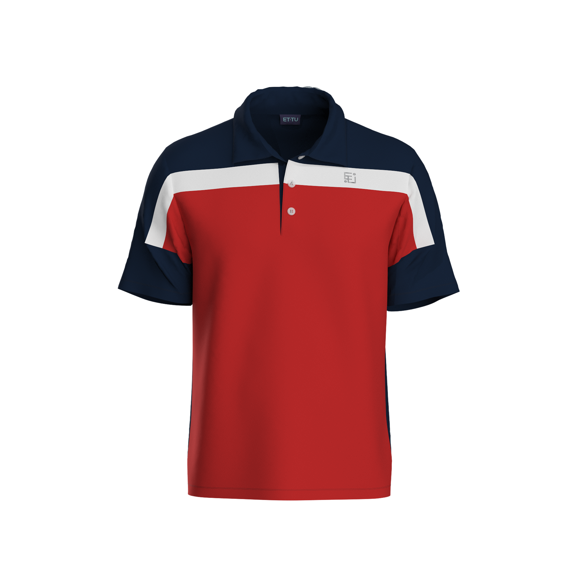 All Day Polo - Men's Color Block - Red & Navy