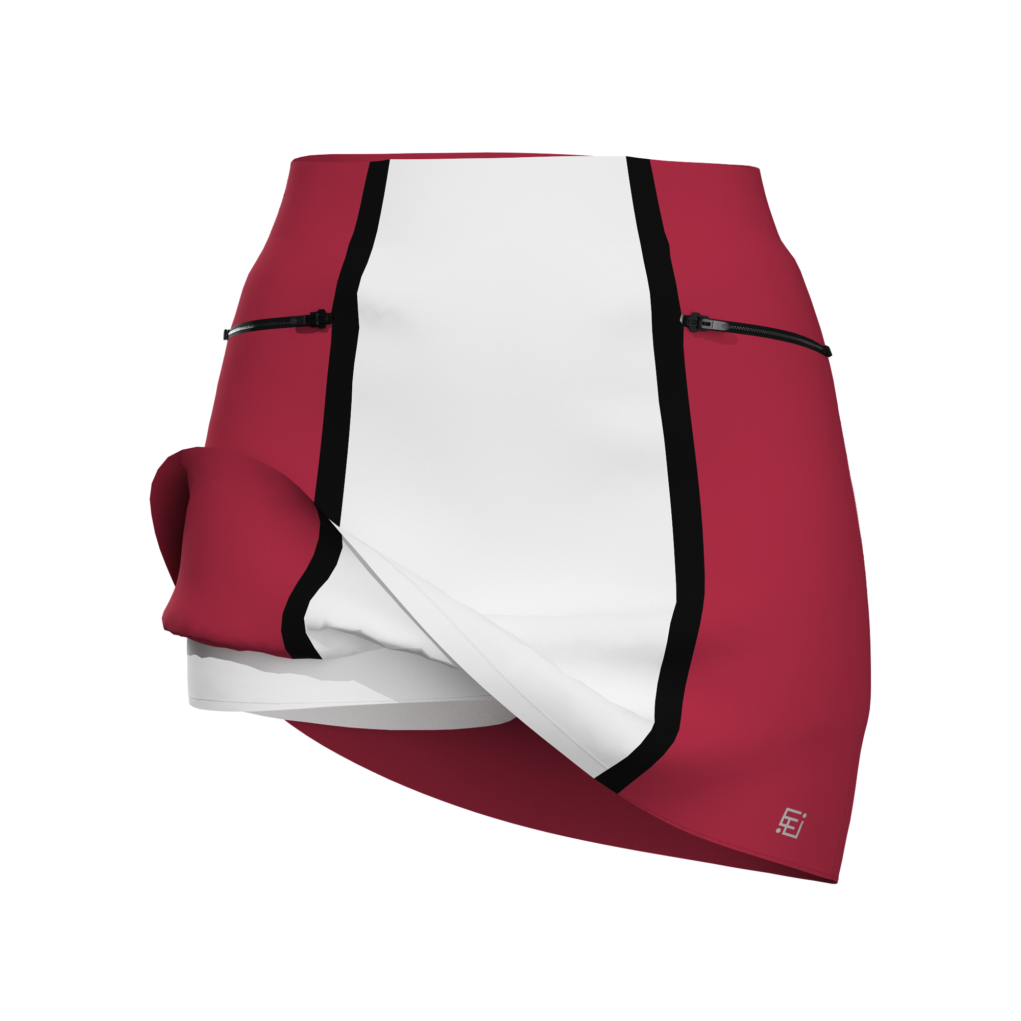 Maroon Color Block Skort